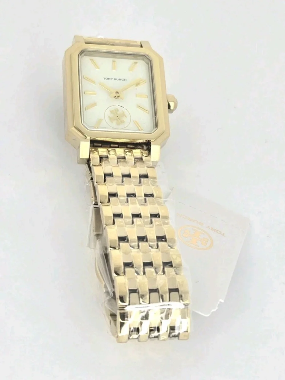 Tory Burch Gold Rectangular Link Bracelet Watch